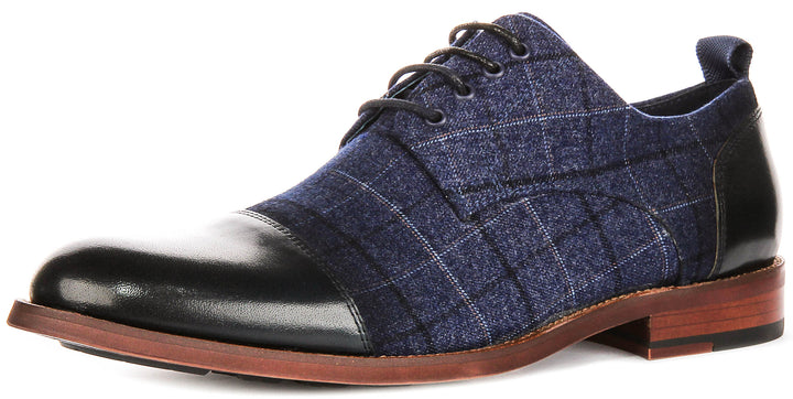 Oden In Navy Check Printed Shoes