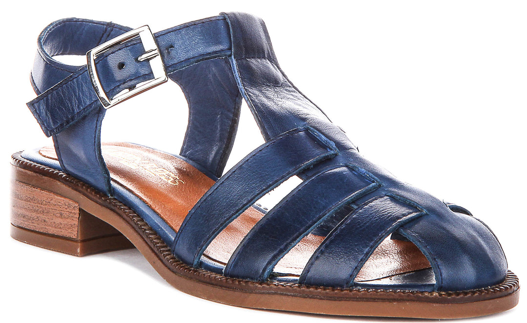 Ruth Fisherman Sandal In Navy Leather