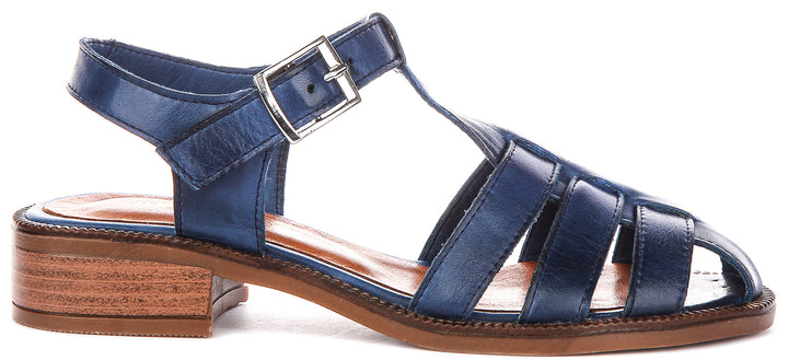 Ruth Fisherman Sandal In Navy Leather