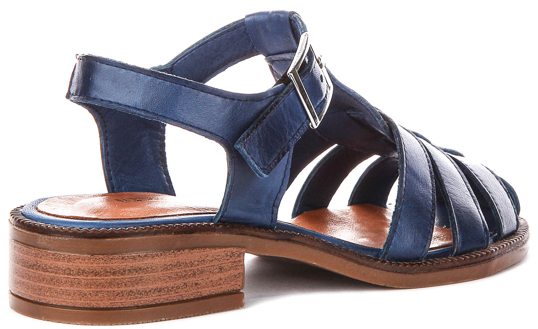 Ruth Fisherman Sandal In Navy Leather