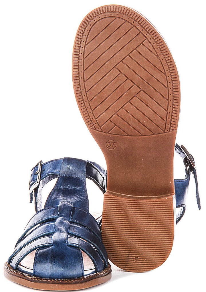 Ruth Fisherman Sandal In Navy Leather