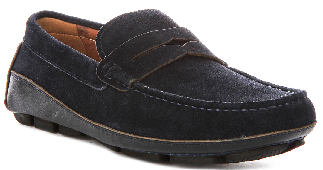 Luke Driving Shoes In Navy Suede