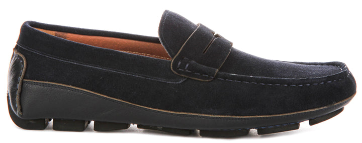 Luke Driving Shoes In Navy Suede