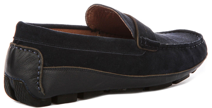 Luke Driving Shoes In Navy Suede