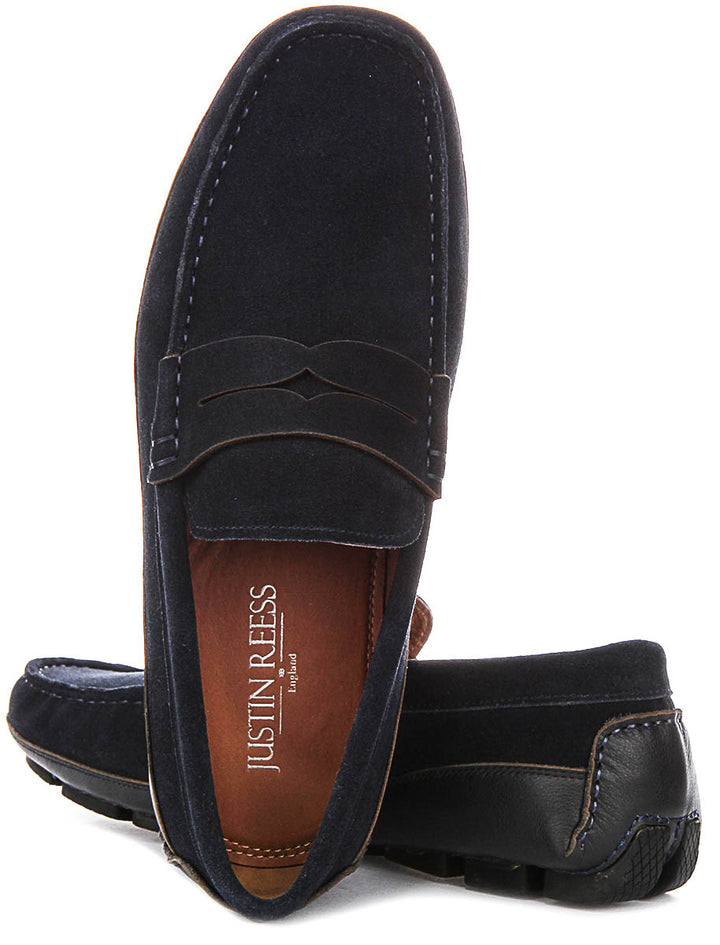 Luke Driving Shoes In Navy Suede