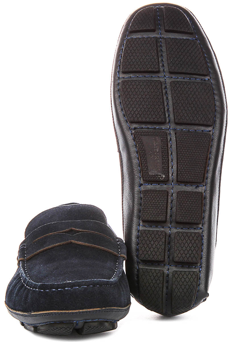 Luke Driving Shoes In Navy Suede