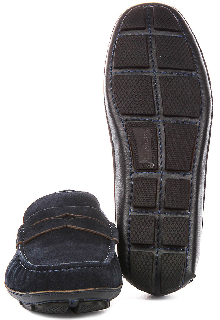 Luke Driving Shoes In Navy Suede