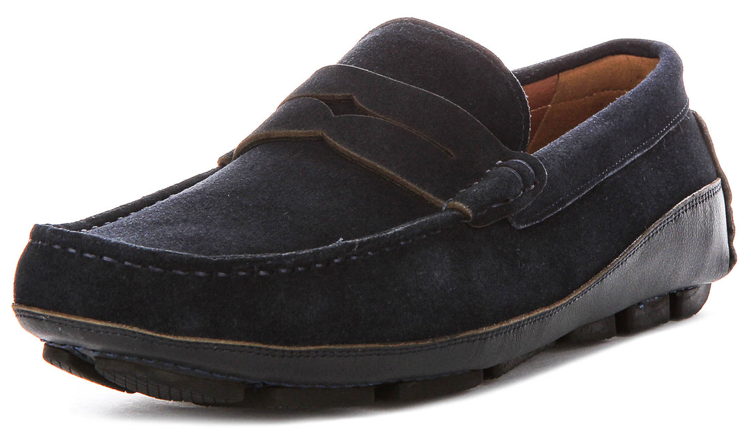 Luke Driving Shoes In Navy Suede