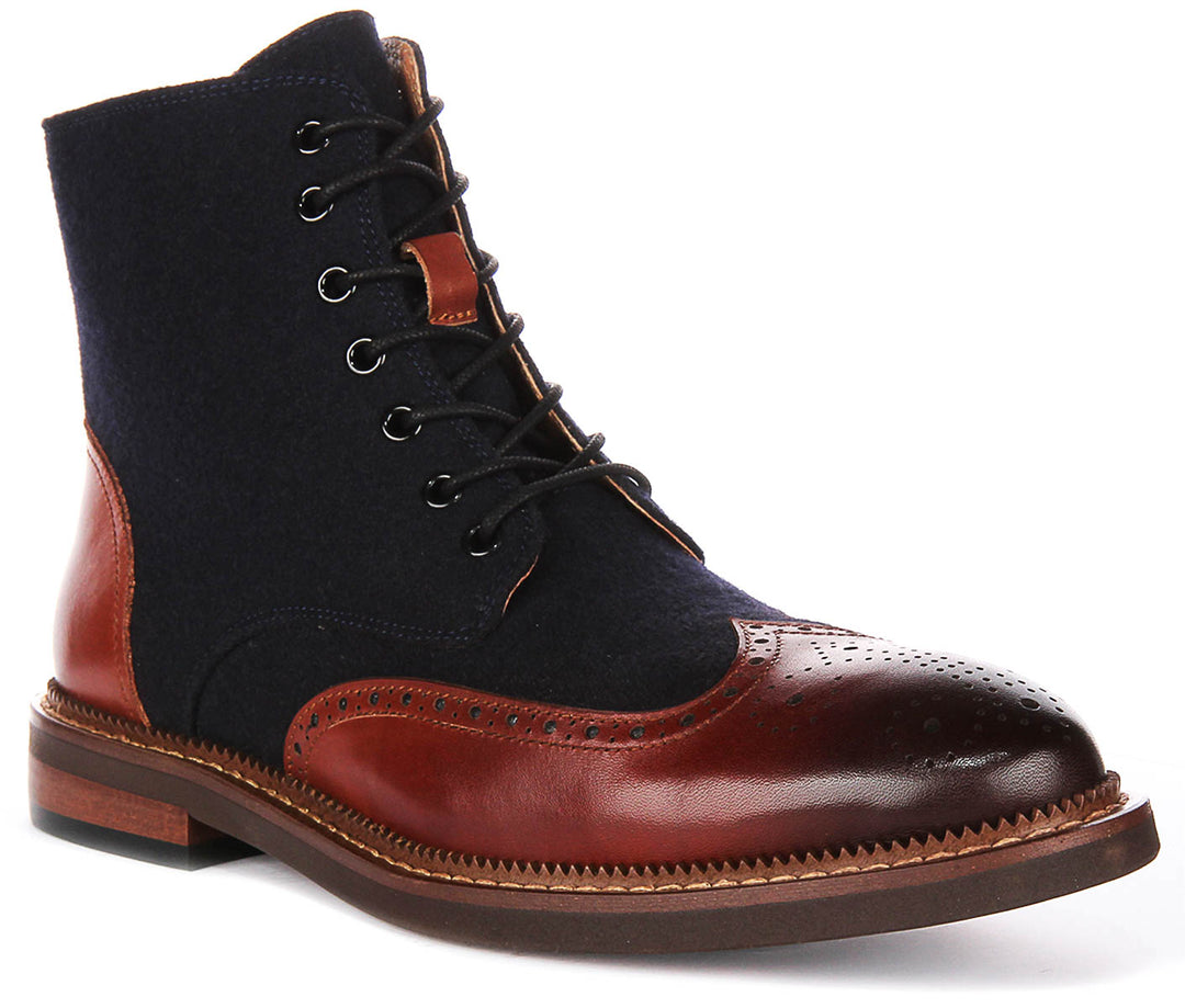 Clifford Ankle Boots In  Brown Navy