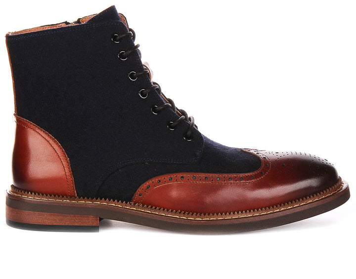 Clifford Ankle Boots In  Brown Navy