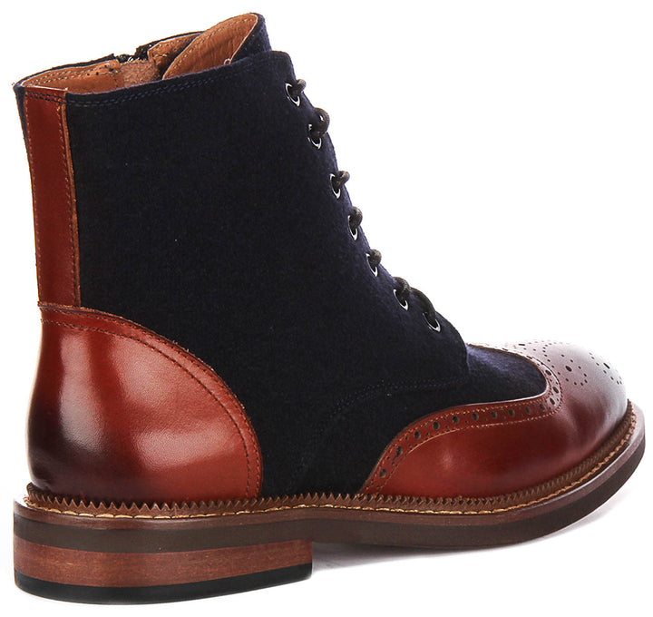 Clifford Ankle Boots In  Brown Navy