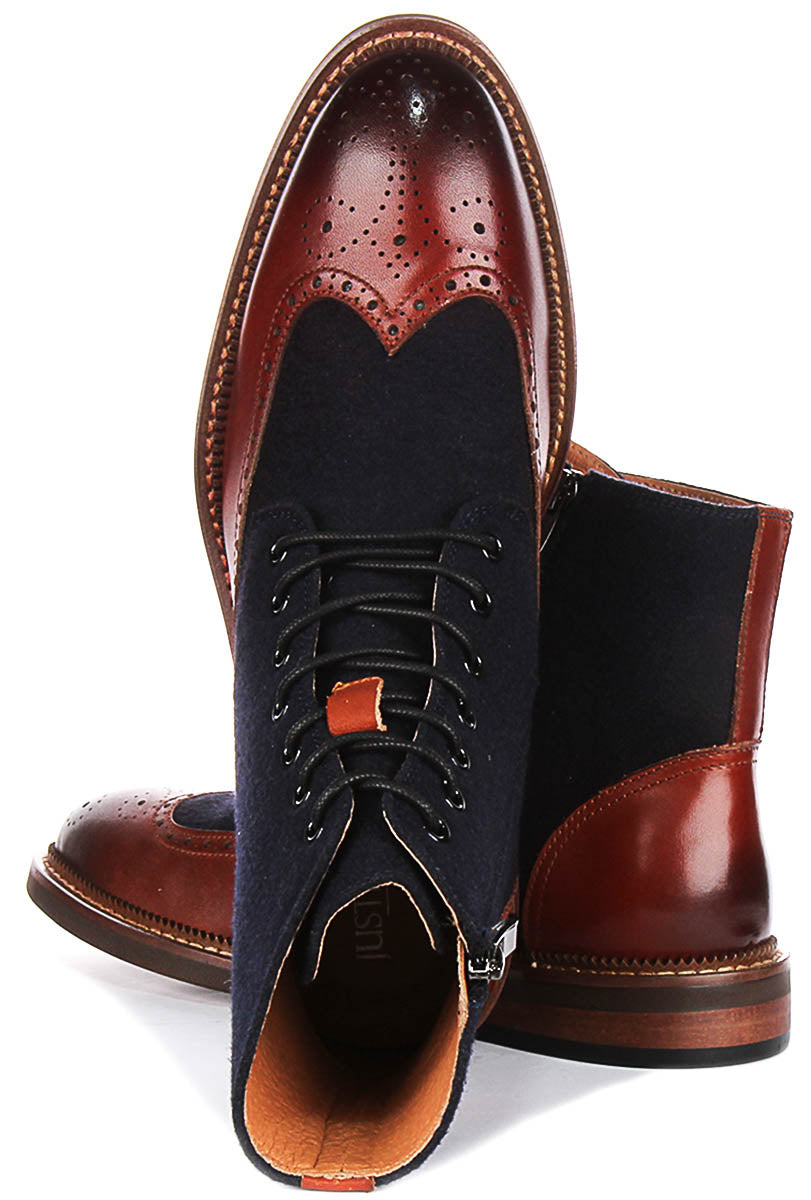 Clifford Ankle Boots In  Brown Navy