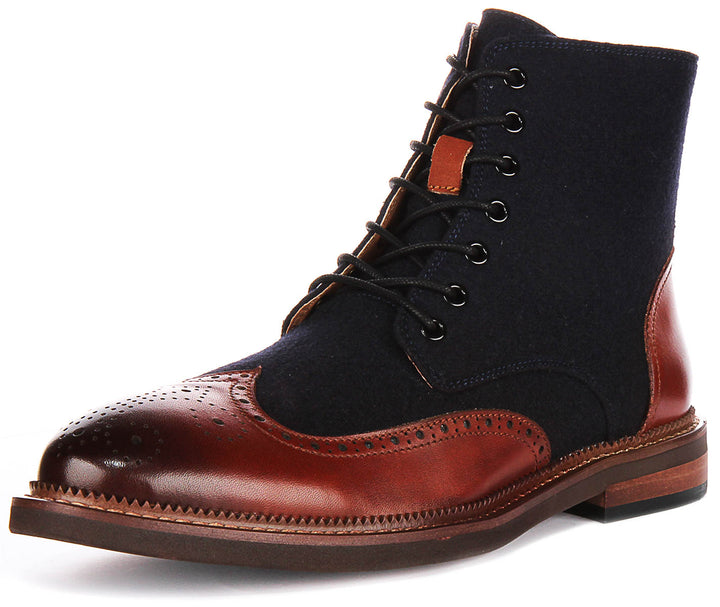 Clifford Ankle Boots In  Brown Navy