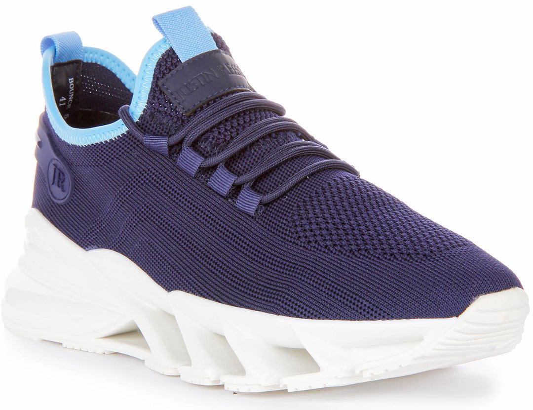 Bounce 5 Lace up Trainers In Navy Blue