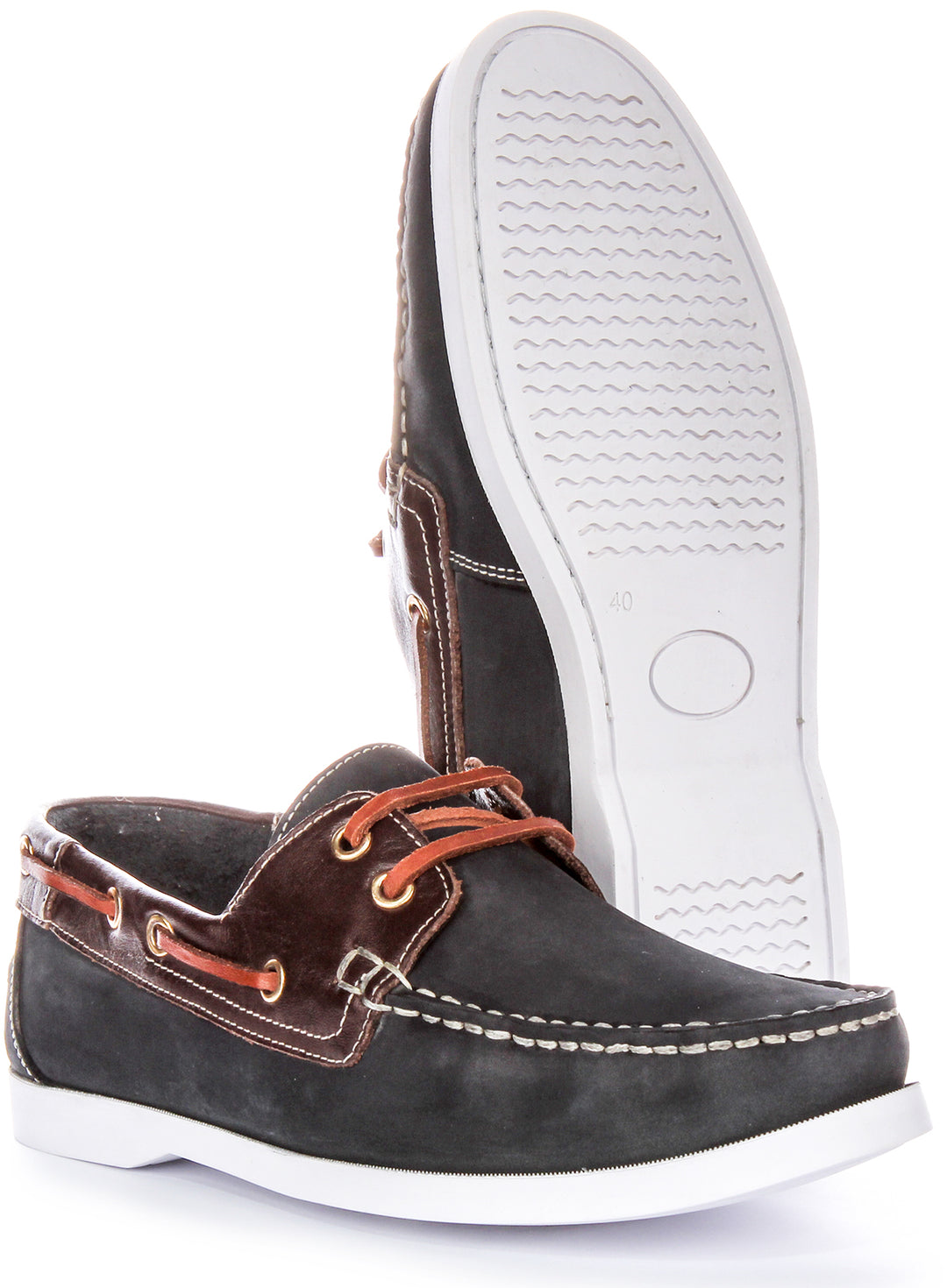 Bay Boat Shoes In Navy Brown