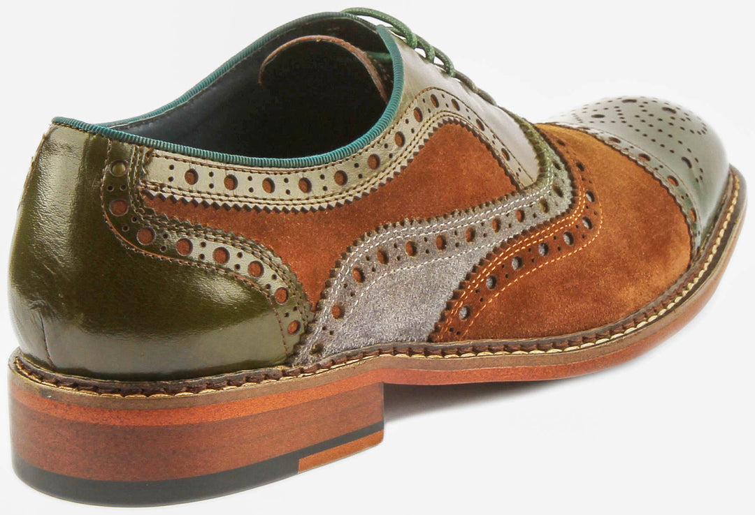 Smith Tri-Tonal Brogue Shoe In Olive