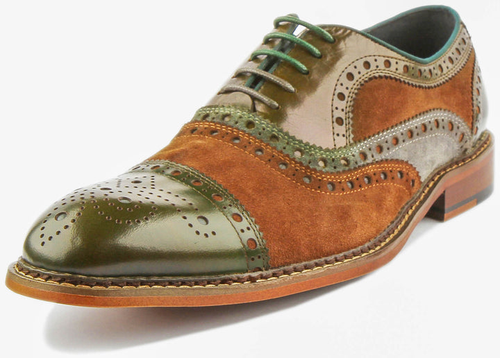 Smith Tri-Tonal Brogue Shoe In Olive