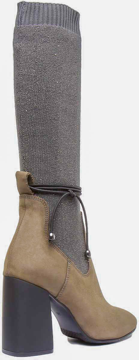 Holly Block Heel Sock Boot In Olive