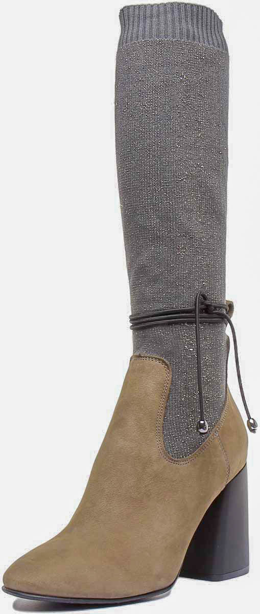 Holly Block Heel Sock Boot In Olive