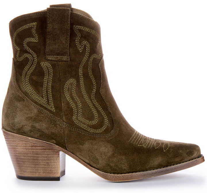 Nova Suede Ankle Boots In Olive