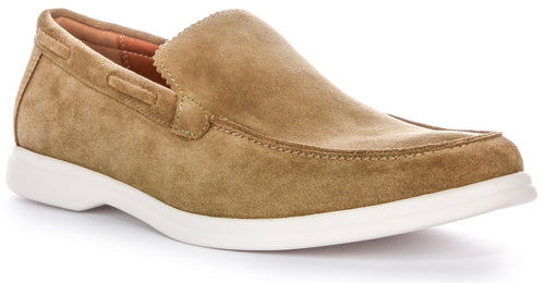 Charles Yacht Suede Loafer In Olive