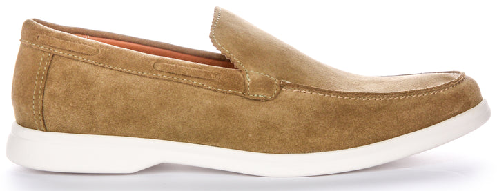 Charles Yacht Suede Loafer In Olive
