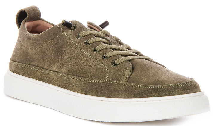 Josh Slip On Casual Shoes In Olive Suede