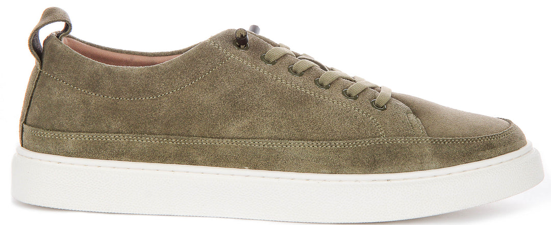 Josh Slip On Casual Shoes In Olive Suede