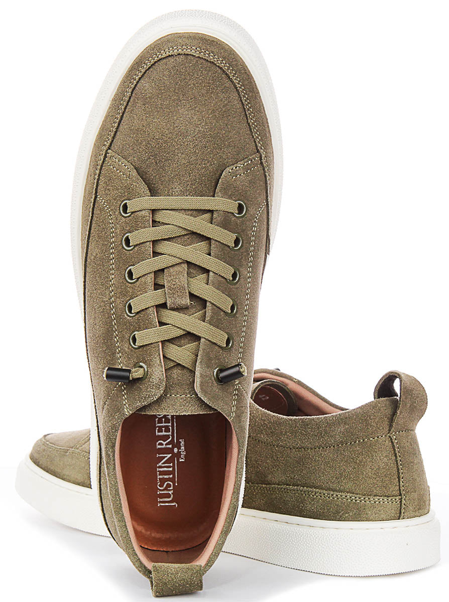 Josh Slip On Casual Shoes In Olive Suede