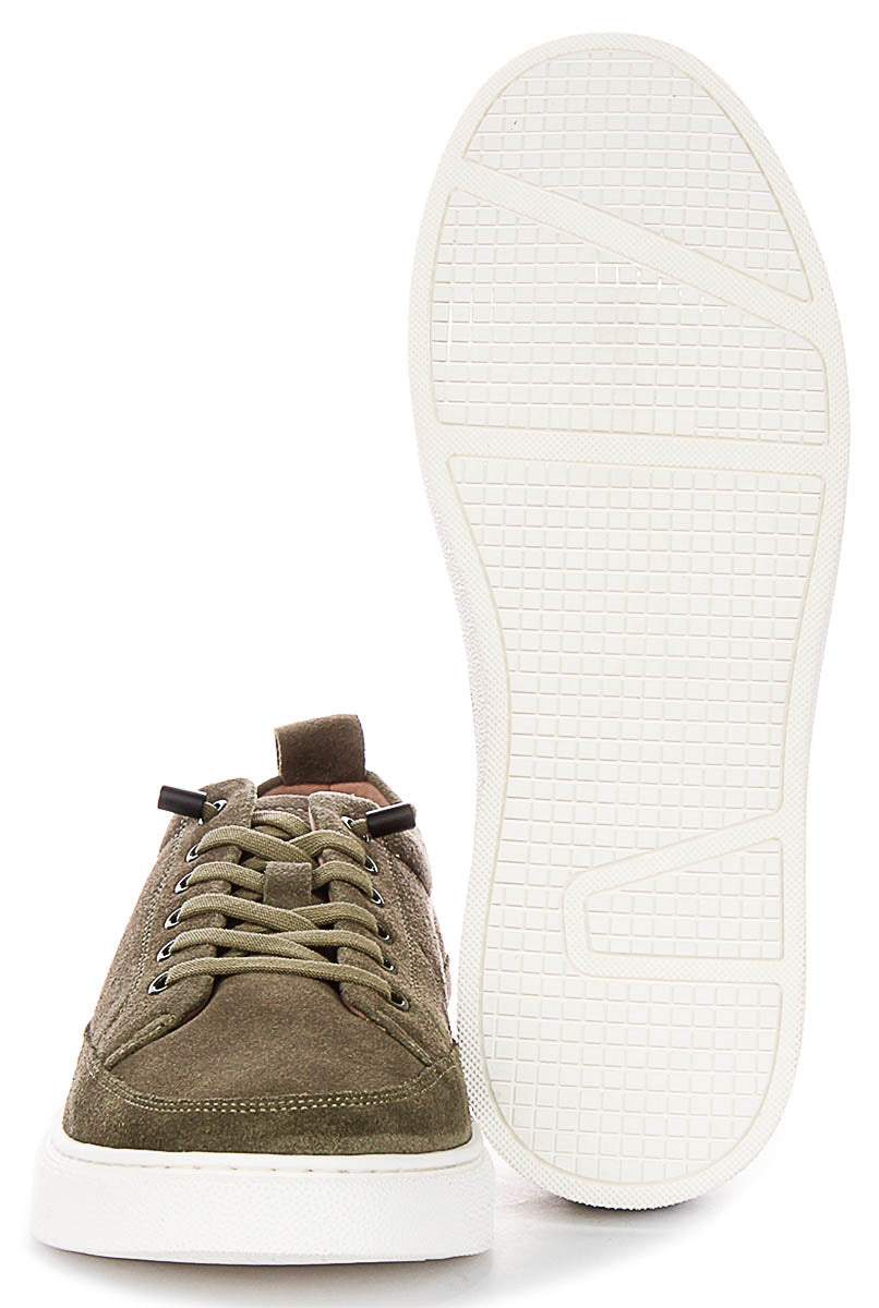 Josh Slip On Casual Shoes In Olive Suede
