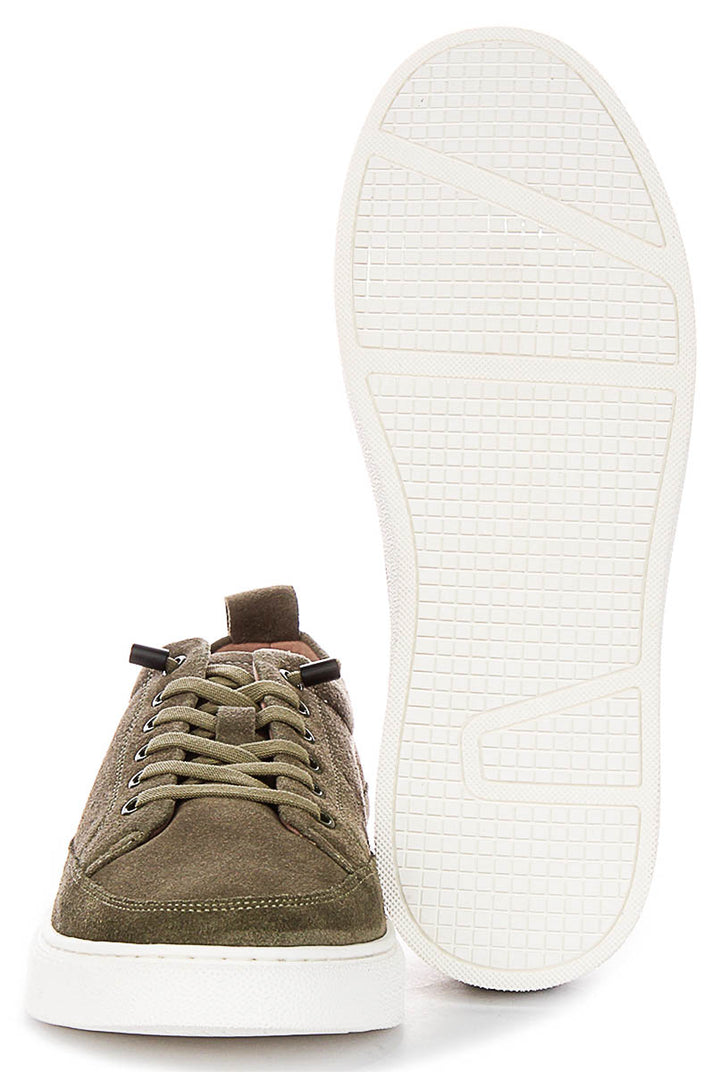 Josh Slip On Casual Shoes In Olive Suede