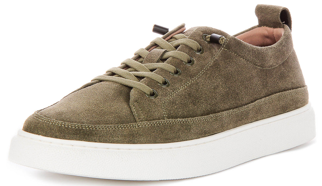 Josh Slip On Casual Shoes In Olive Suede