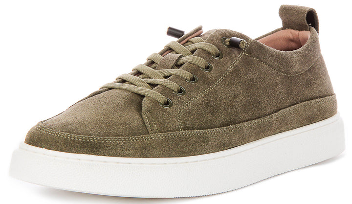 Josh Slip On Casual Shoes In Olive Suede