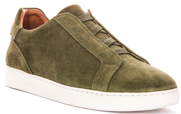 Asher Smart Slip On Sneaker In Olive Suede