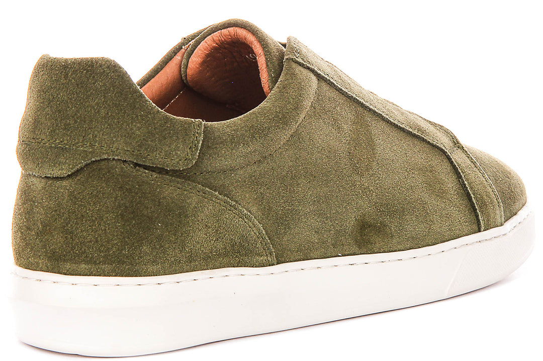 Asher Smart Slip On Sneaker In Olive Suede