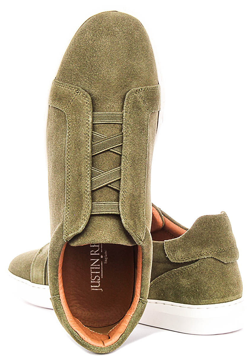 Asher Smart Slip On Sneaker In Olive Suede
