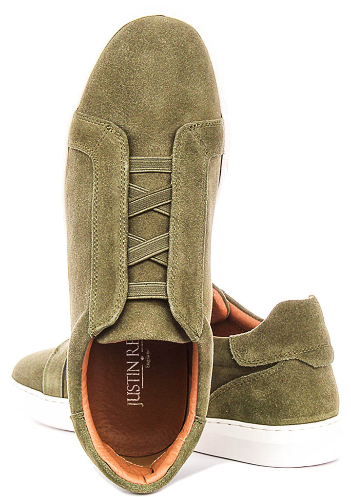 Asher Smart Slip On Sneaker In Olive Suede