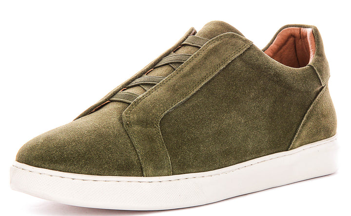Asher Smart Slip On Sneaker In Olive Suede