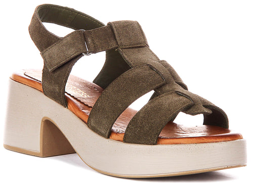 Sylvia Gladiator Sandal In Olive Suede