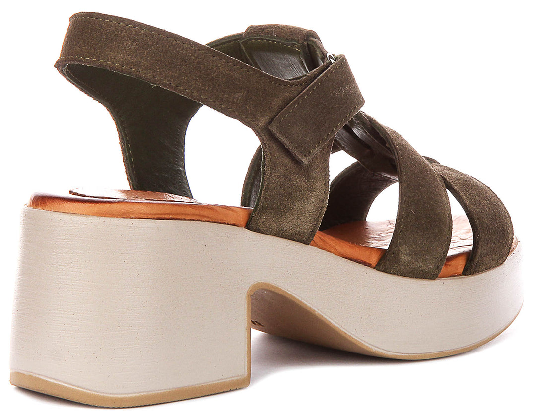 Sylvia Gladiator Sandal In Olive Suede