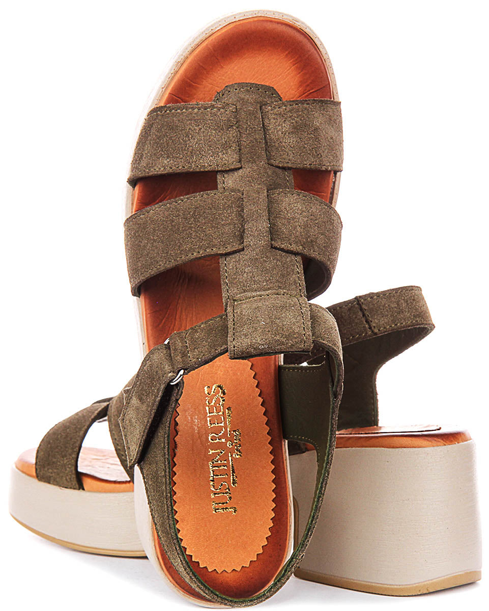 Sylvia Gladiator Sandal In Olive Suede
