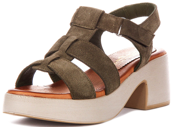 Sylvia Gladiator Sandal In Olive Suede