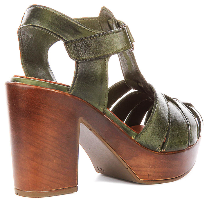 Fernanda Fishermen Block Heel Sandals In Olive