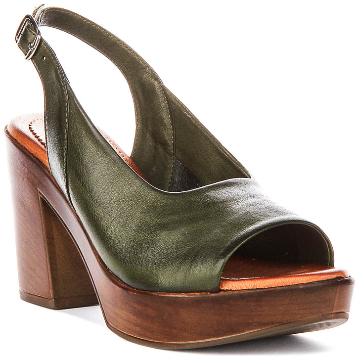 Serene Open Toe Sandal In Olive Green