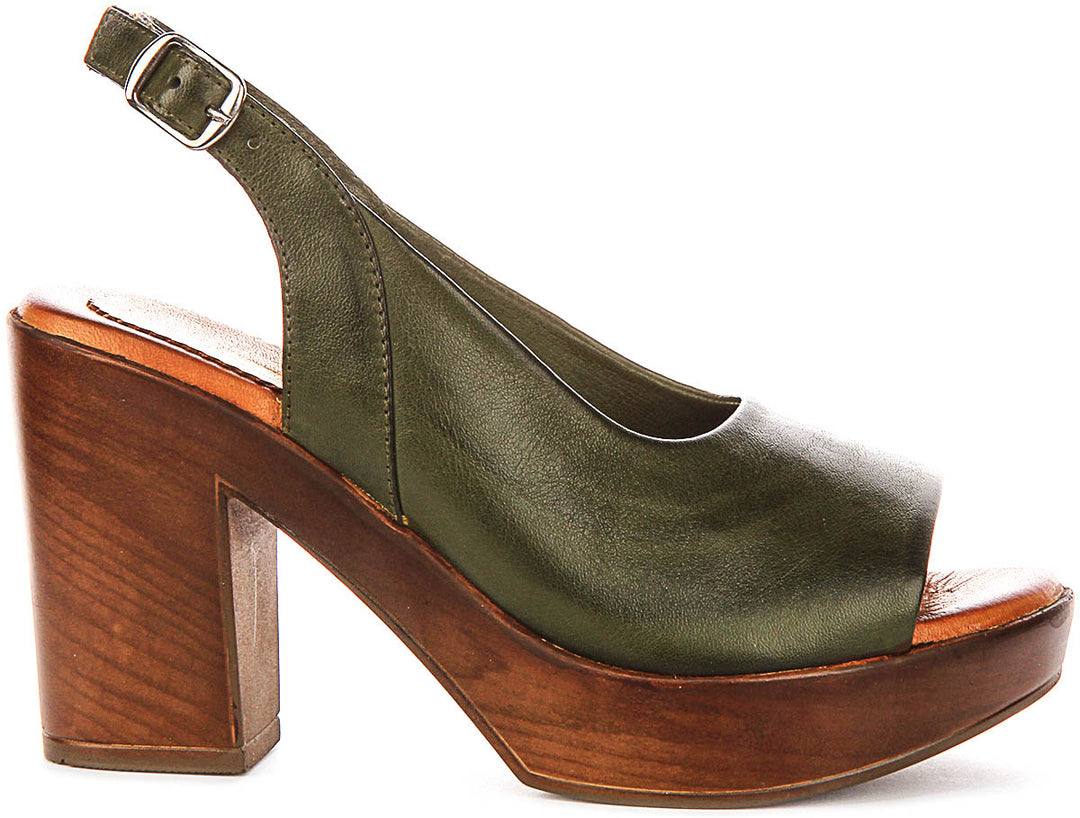 Serene Open Toe Sandal In Olive Green