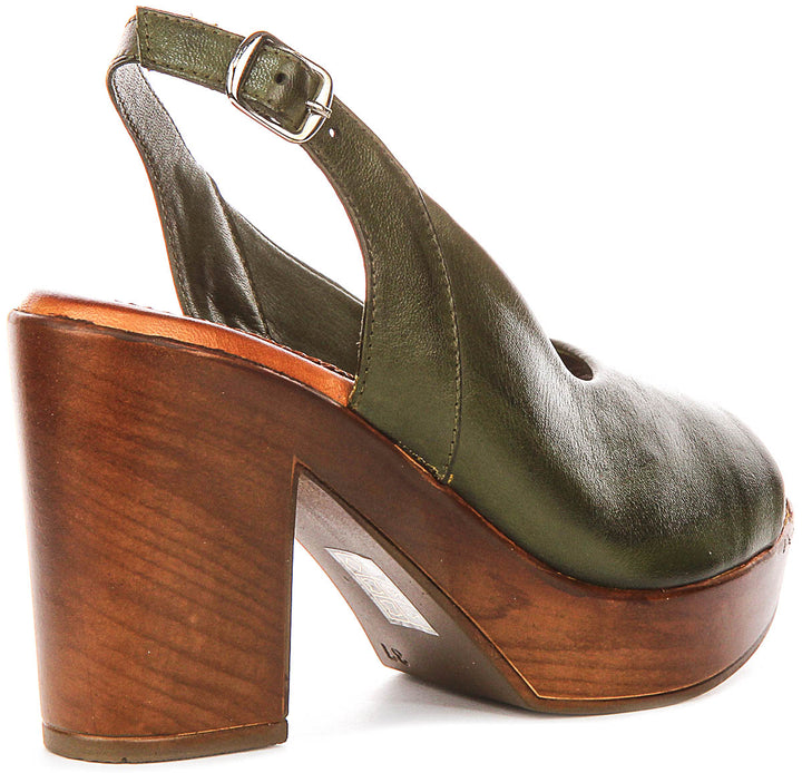 Serene Open Toe Sandal In Olive Green