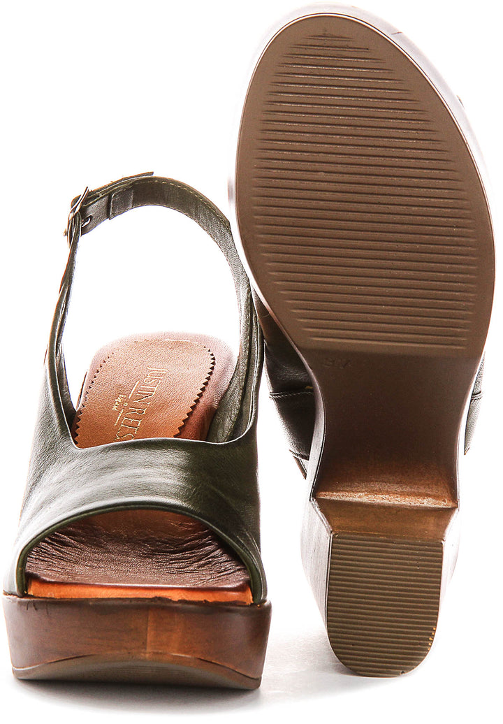 Serene Open Toe Sandal In Olive Green