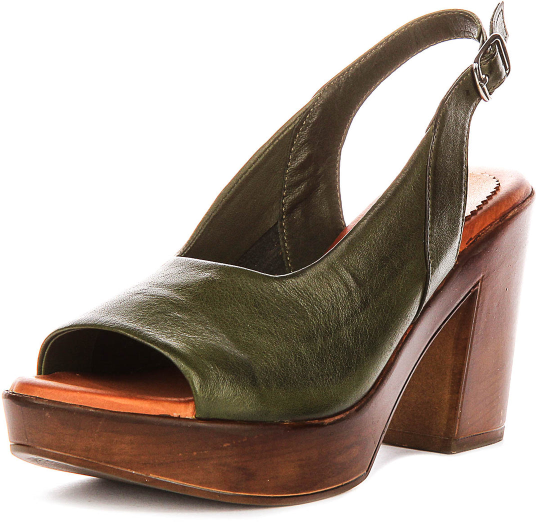 Serene Open Toe Sandal In Olive Green