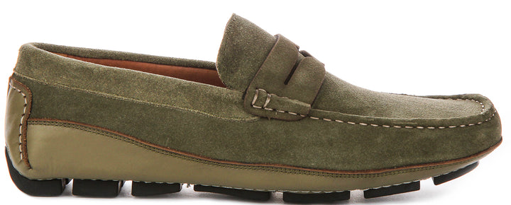 Luke Driving Shoes In Olive Suede