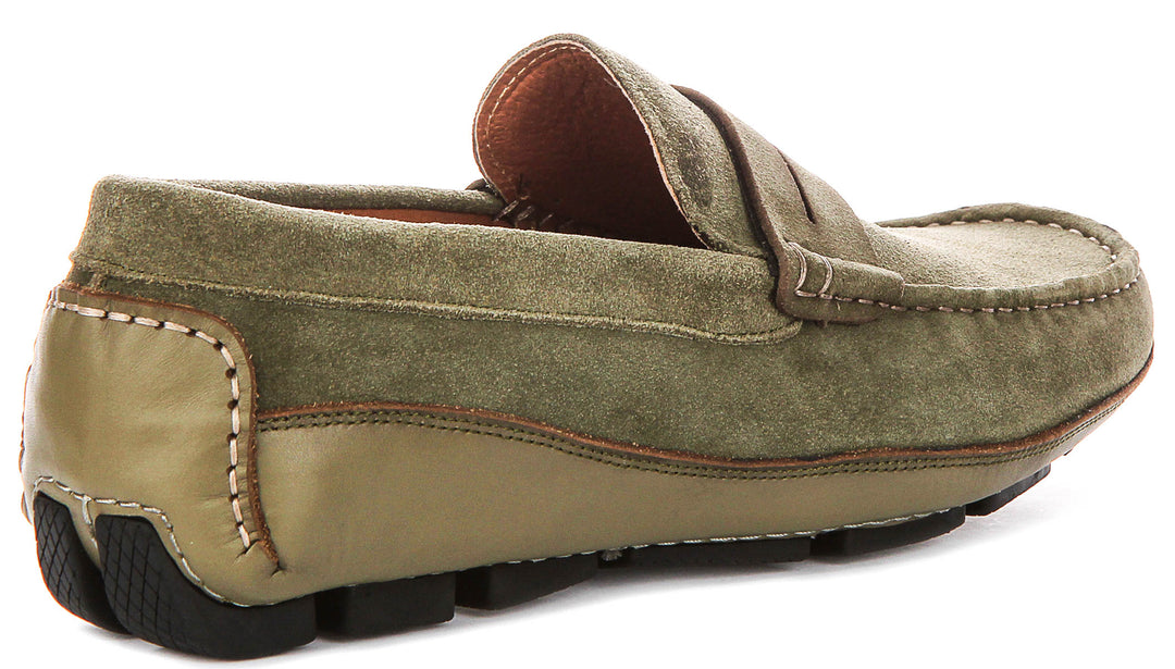 Luke Driving Shoes In Olive Suede